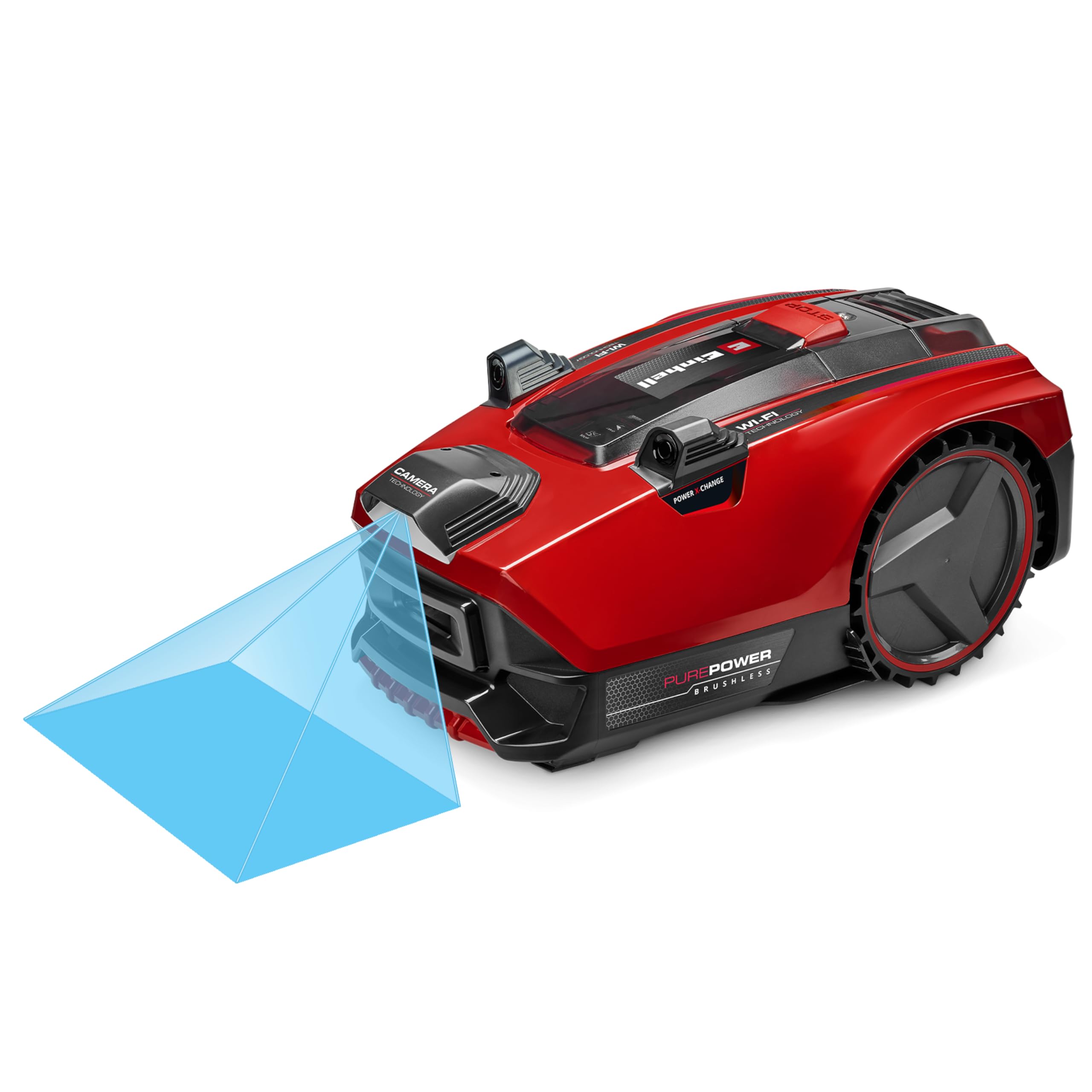 Einhell Robot-Tondeuse FREELEXO CAM Plus 600 Power X-Change (18 V, caméra remplaçant Le câble périphérique, pour 600 m², Moteur sans Charbon, Wi-FI, pentes Jusqu’à 25%, avec Batterie 4,0 Ah Plus)
