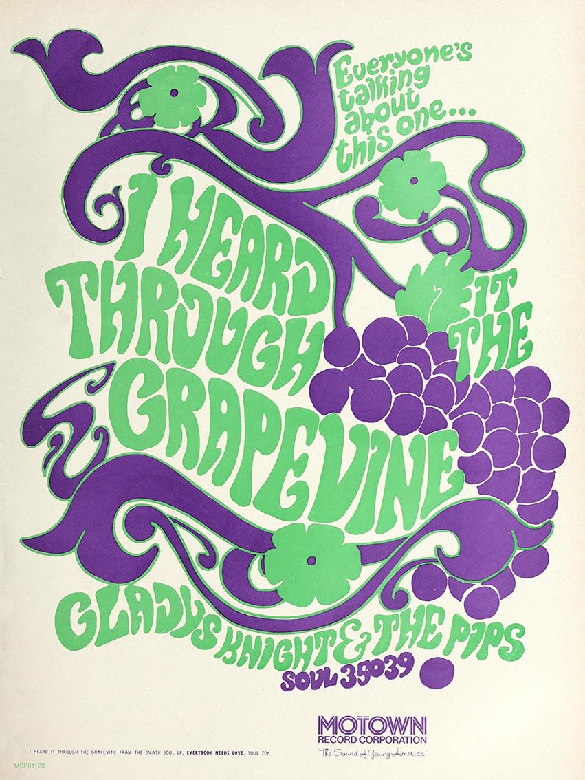 onthewall Gladys Knight & the Pips I Heard It Through the Grapevine Advertisement 1967 Poster Art Print 30x40m Vintage Poster Wall Art Print 30x40cm