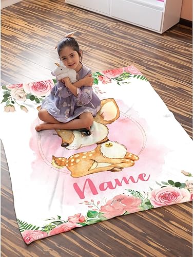 Miniatura 272 de Manta personalizada con diseño de jirafa y elefante, manta de franela suave, acogedora y ligera con nombre para sofá, cama, sofá, regalo, unisex