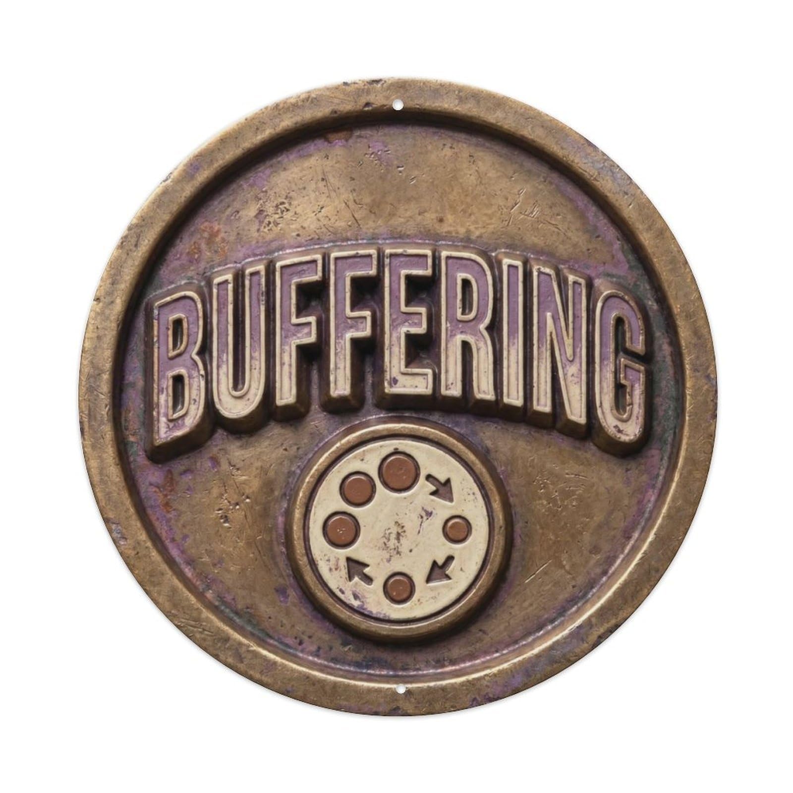 Buffering Classic Garage Ornament Retro Slogans Vintage Metal Tin Sign Plaque Wall Decor for Cafe, Club, Garden Round Metal Poster 8x8Inch