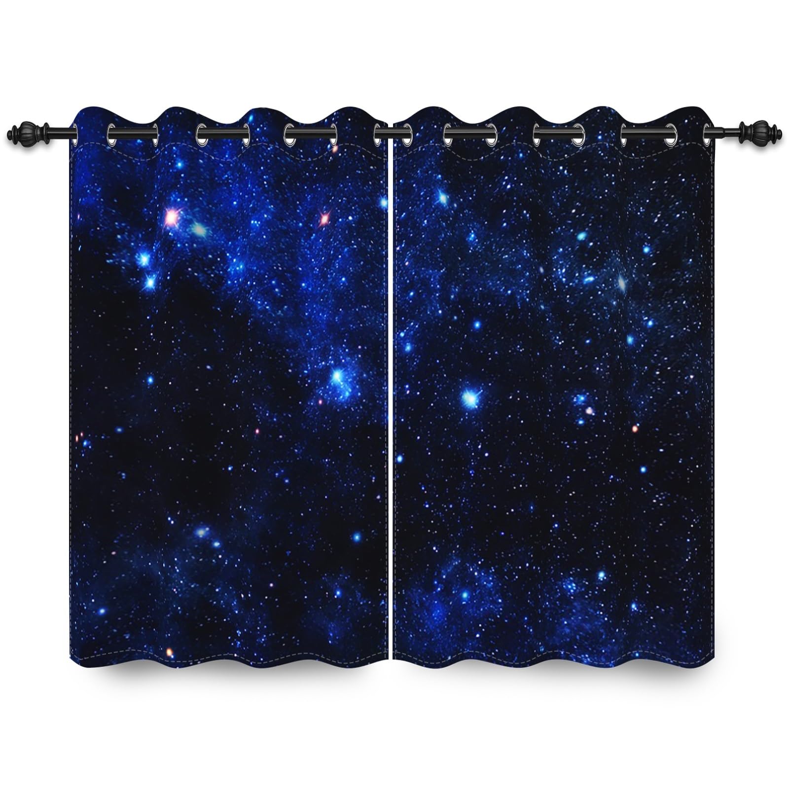 ggaimwf 46"x 54" Galaxy Eyelet Curtain for Kids Bedroom Universe Space Starry Sky Fantasy Thermal Grommet Room Dividers Blackout Window Drapes for Boys Girls Playroom Living Room,2 Panels