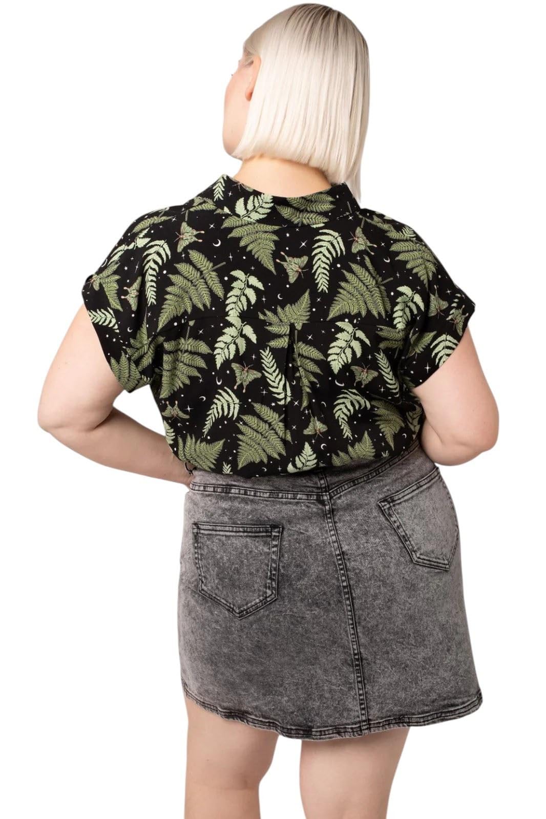 Hell Bunny Gaia Shirt Donna Camicia Maniche Corte verde/nero 100% viscosa Regular