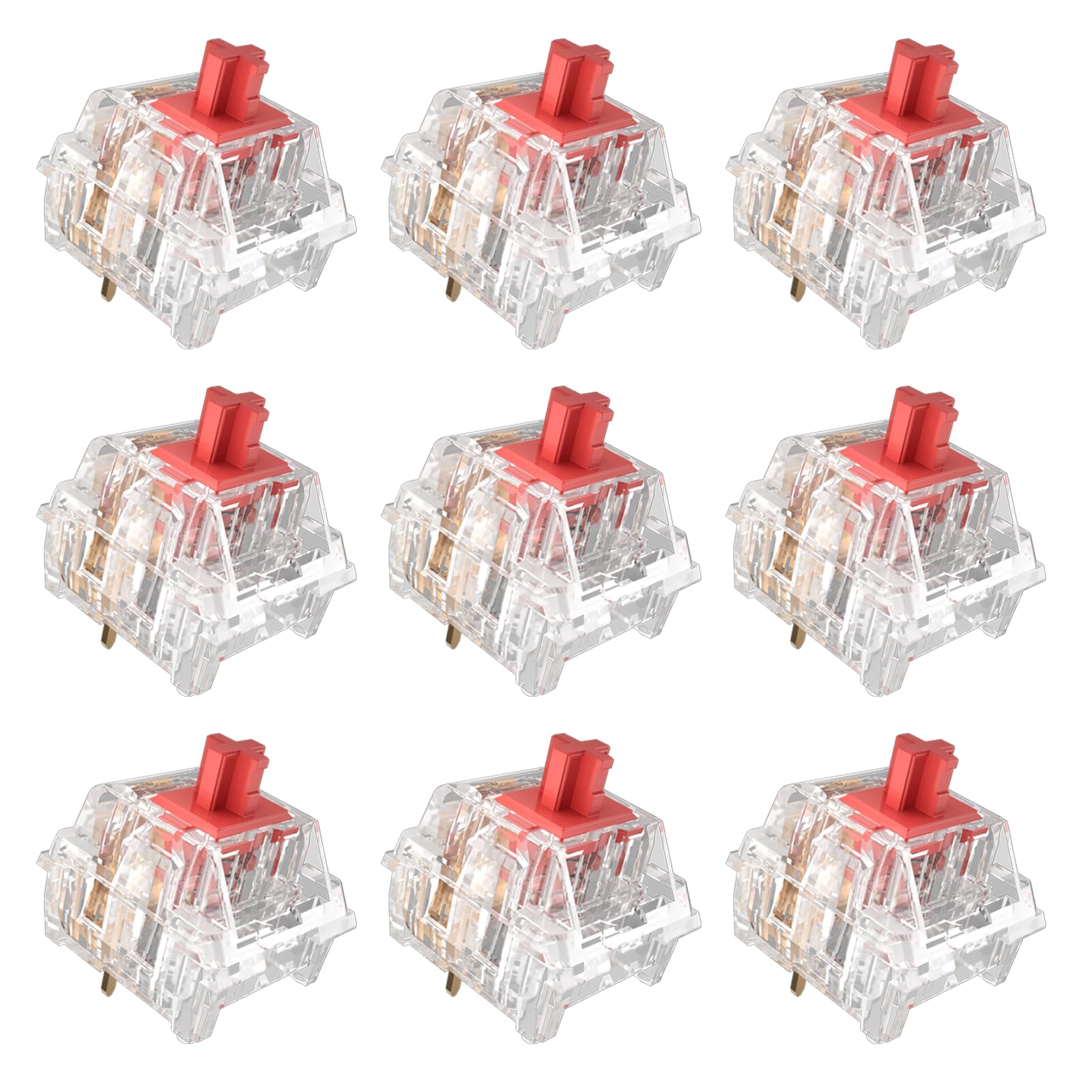 Zhouwang Burgundy Linear Switches, 3-Pin Pre-Lubricated Linear Switches, Dustproof and Waterproof for Mechanical Keyboards. (108Pcs)