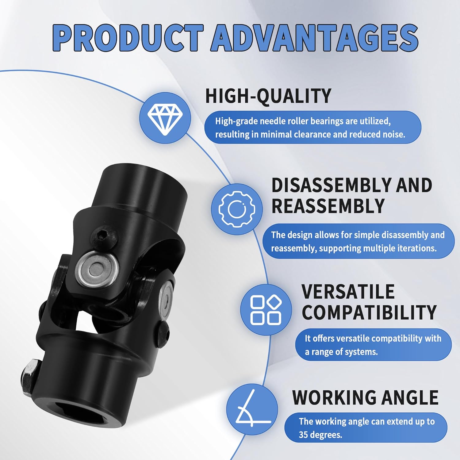 3/4" 30 Spline to 3/4" Round Steering Shaft U Joint Steering Universal Coupling 3/4 30 Spline to 3/4 Round