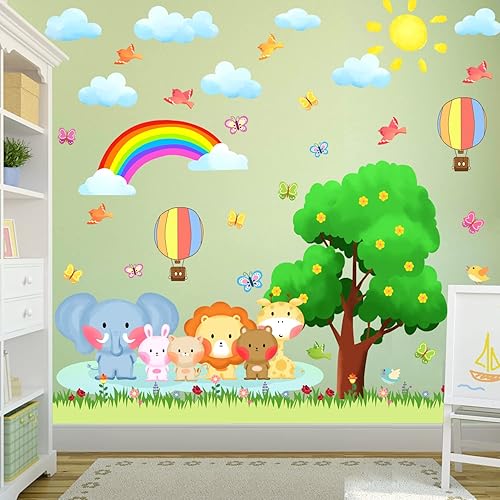 Miniatura 12 de Calcomanías de pared para bebé, calcomanías de pared para guardería, globo de dibujos animados, calcomanías de pared de animales, calcomanías