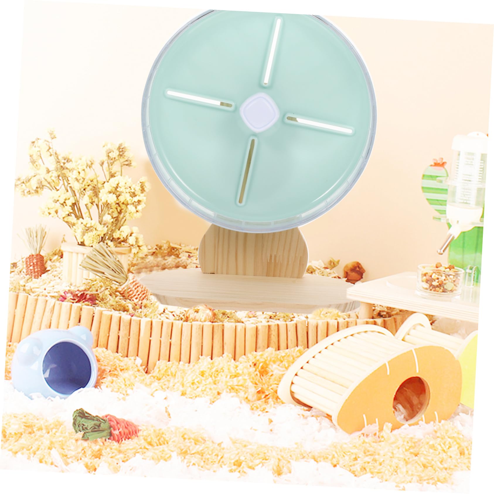 SUPVOX Rueda para Hámster Base Estable de Madera y Abs, Diseño Adorable y Silencioso para Jaula de Mascotas y Ejercicio de Pequeños Animales