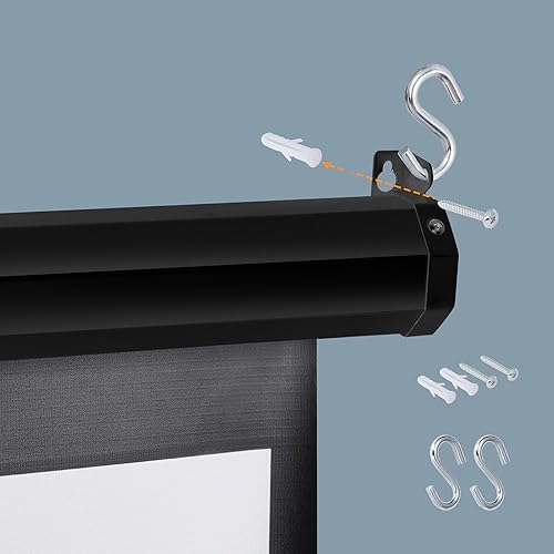 Miniatura 7 de Pantalla de proyector universal, pantalla de proyector manual portátil HD de 72 pulgadas, montaje en pared o techo, pantalla ancha retráctil para el