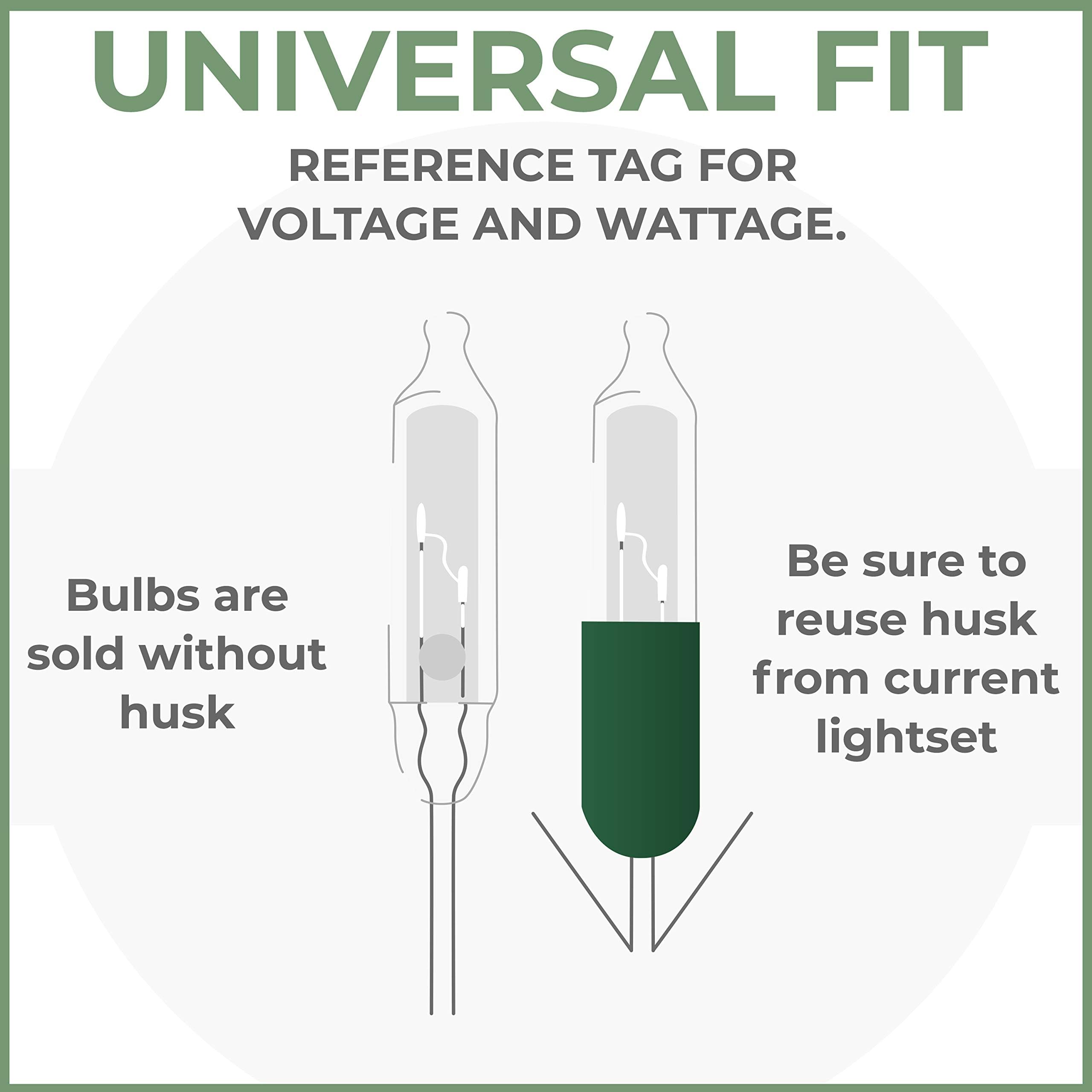 612 Vermont 2.5V Clear Mini Christmas Replacement Bulbs for Christmas Trees and Incandescent String Lights, Pinched Base, 100 Count (0.50 Watt, 200 mA)
