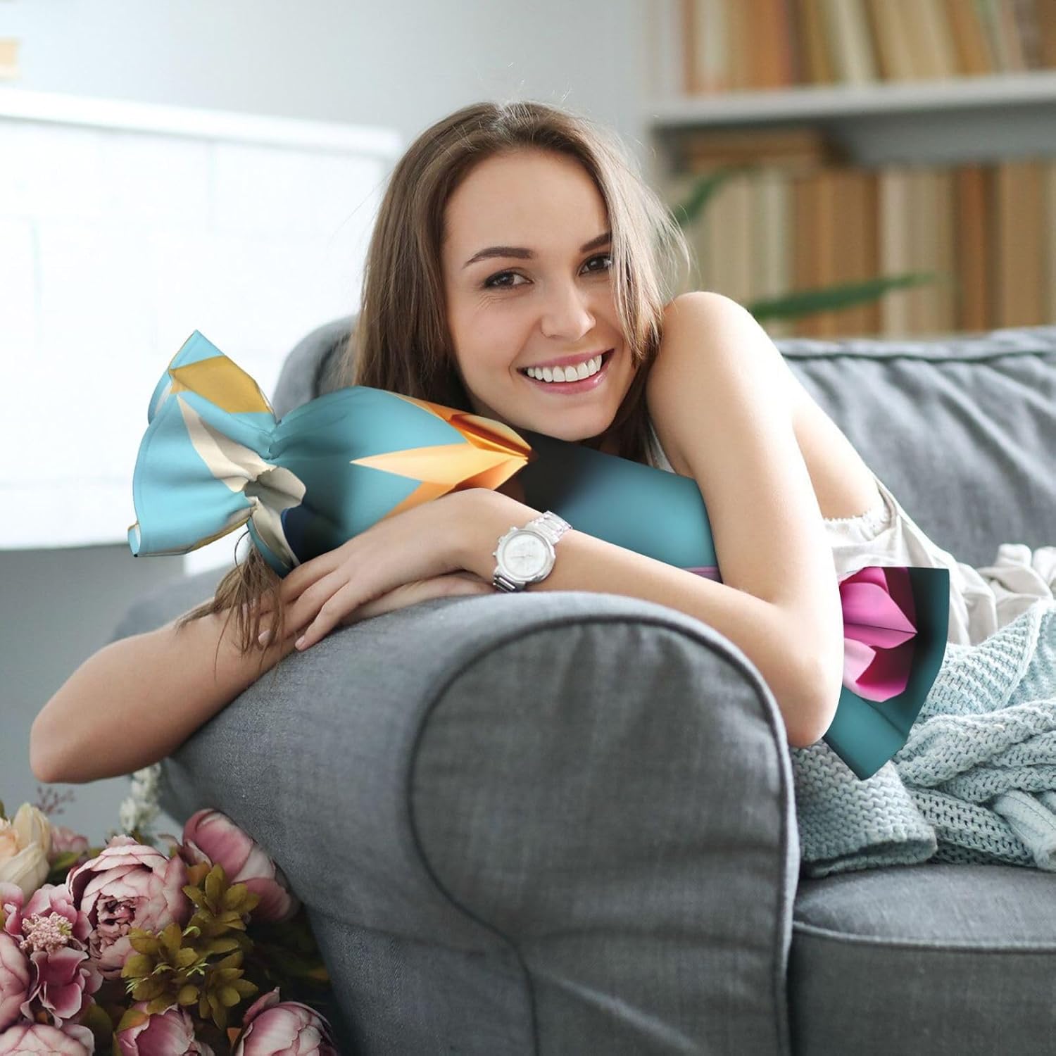 Origami Paper Crane Print Candy Cylindrical Comfortable Pillow Throw Pillows Home Decor Easy Maintenance