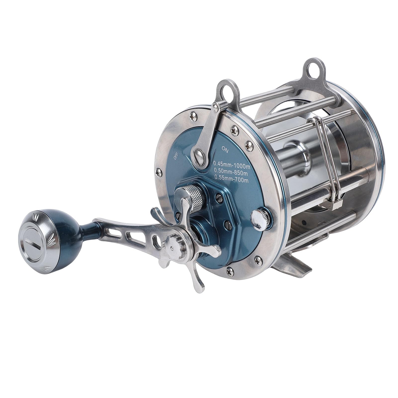 GOWENIC Metal Round Baitcast Reel Blue Right Hand for Saltwater