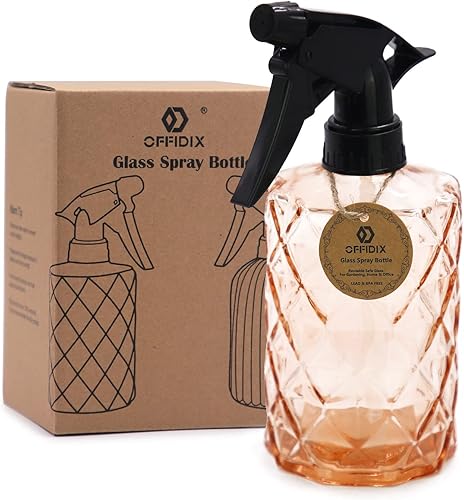 OFFIDIX Botella pulverizadora de vidrio, rociador de plantas de niebla fina, regadera a presión de mano, botella de spray de vidrio con boquilla