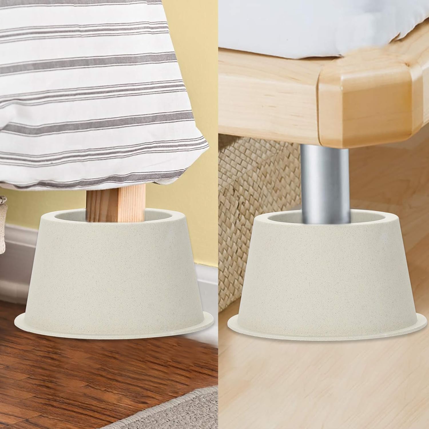 OwnMy 2 Inch Round Circular Bed Risers Bed Lifters Heavy Duty Furniture Risers Lifter for Bed Table Chair Desk Sofa Couch Risers, A Set of 4, Beige