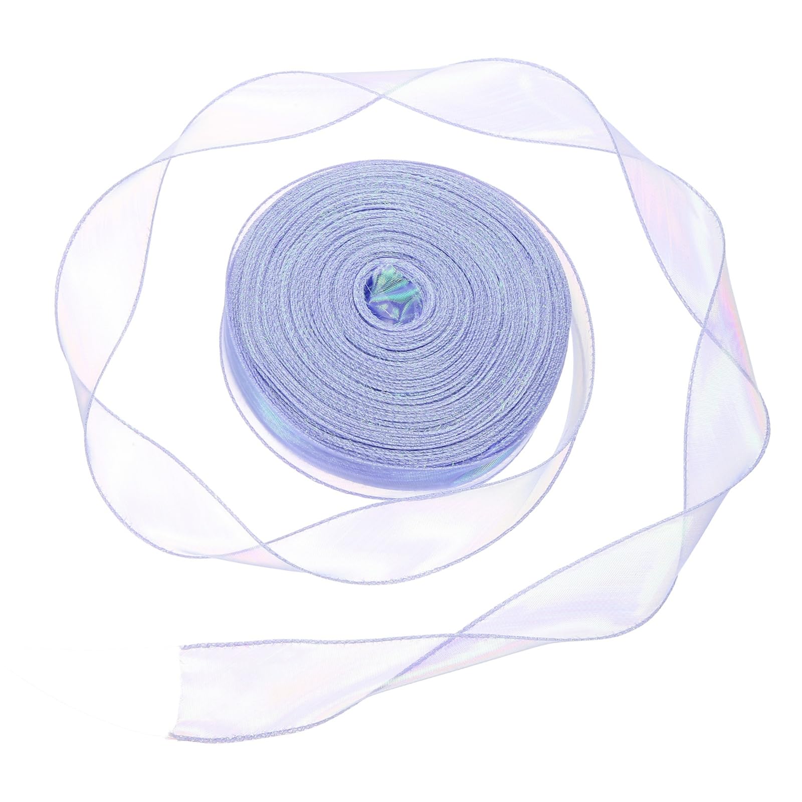 Ruban en organza transparent scintillant à effet queue de poisson violet clair 45m