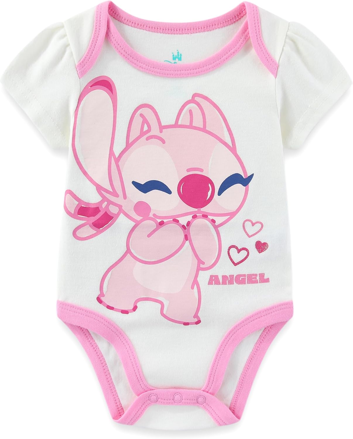 Disney Lilo & Stitch Angel Baby Girls 3 Pack Bodysuit Creeper for Newborn and Infant