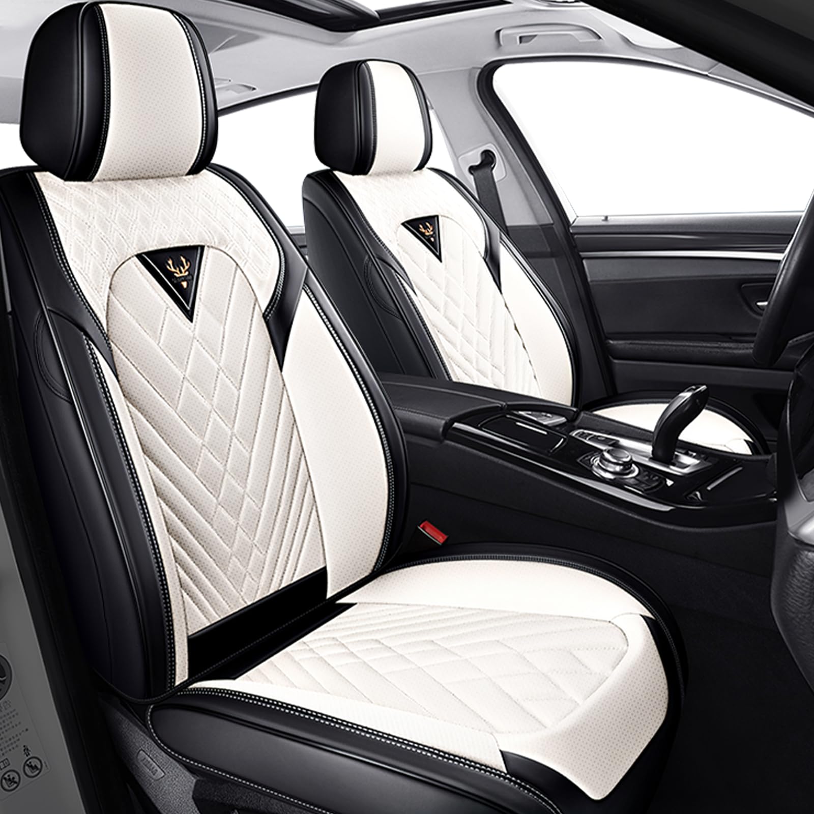 Car Seat Covers for Audi 2000-2026, Premium Nappa Leather Car Seat Covers, Airbag Compatible &amp; Anti-Slip Car Seat Covers Sets(2 Seats/Black White)