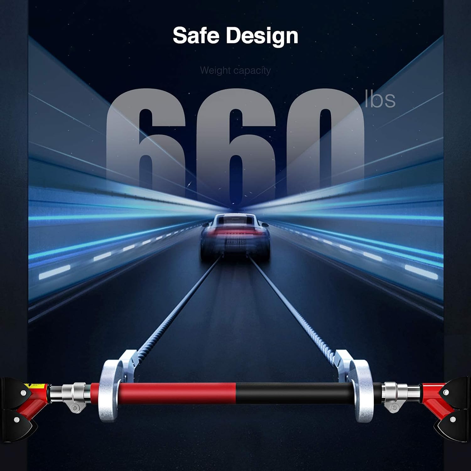 PERLECARE Pull Up Bar for Doorway, Strength Training Chin Up Bar, 36 inch Workout Bar with Security Buckle and Anti-Slip Rubber Pads for Home Exercise, Supports up to 660lbs, PCPUB01