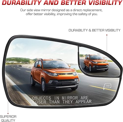 Miniatura 8 de Juego de espejo calefactable para pasajeros y conductores con vista lateral para Ford Fusion 2013, 2014, 2015, 2016, 2017, 2018, 2019, 2020, Ford