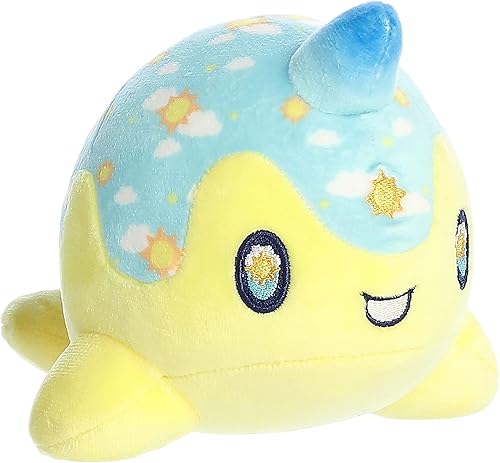 Aurora® Enchanting Tasty Peach® Sunny Day Nomwhal - Peluche brillante y colorido - Peluche de pieza de exhibición, amarillo de 7 pulgadas