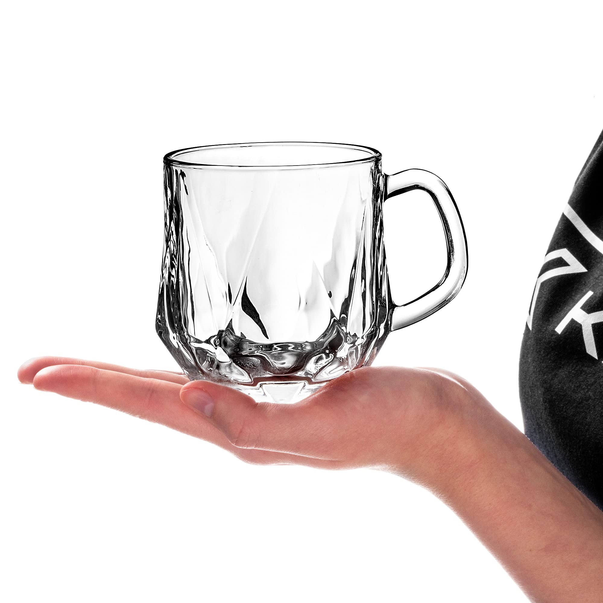 KADAX Gläser mit Griff für Tee und Kaffee, Teegläser aus dickem Glas, Glastassen für kalte und heiße Getränke, Gläserset für Tee, Kaffee, Wasser (Frida 300ml / 4er Set)