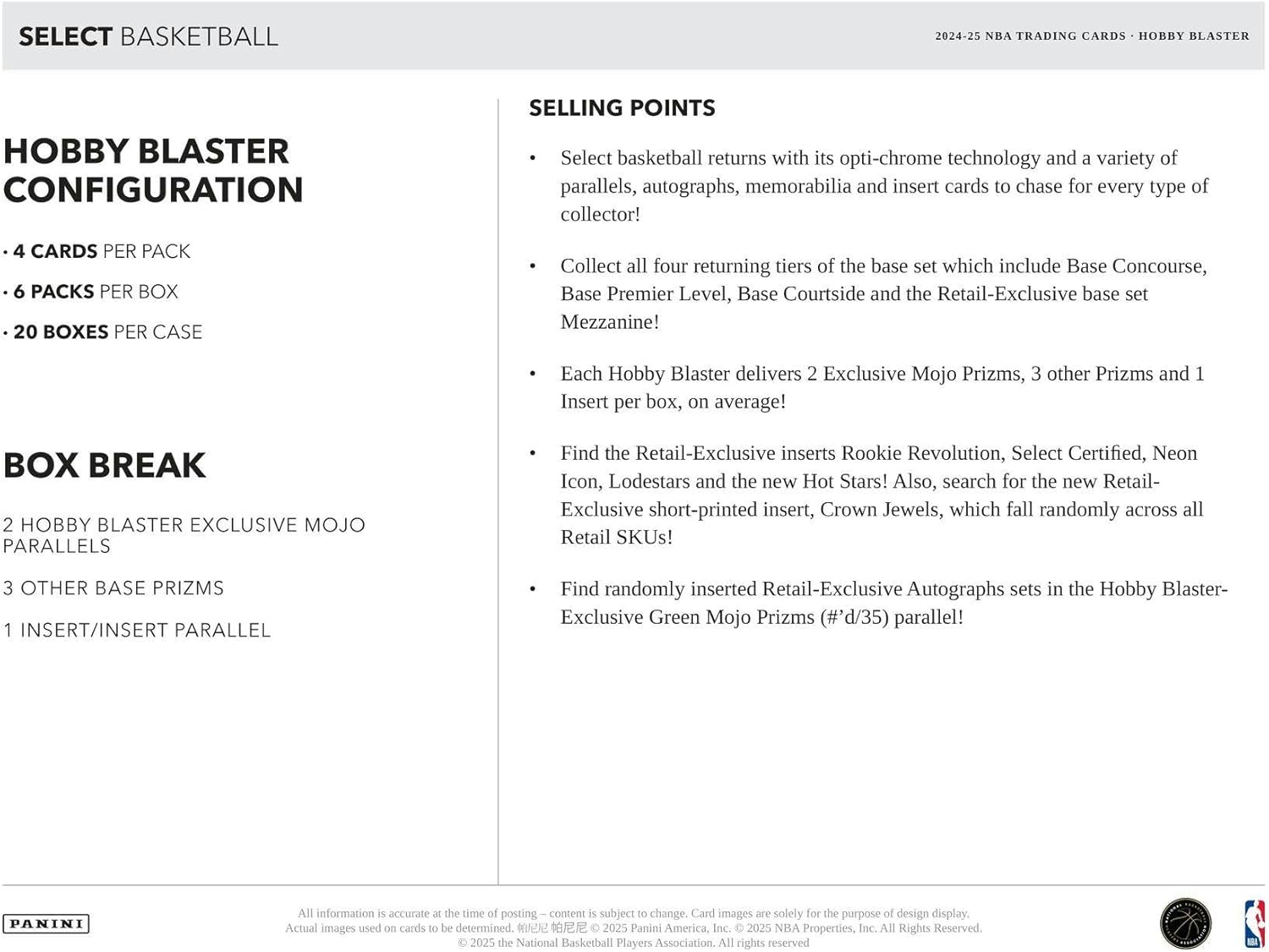 Panini Select Basketball Hobby Exclusive Blaster Box HOFBC