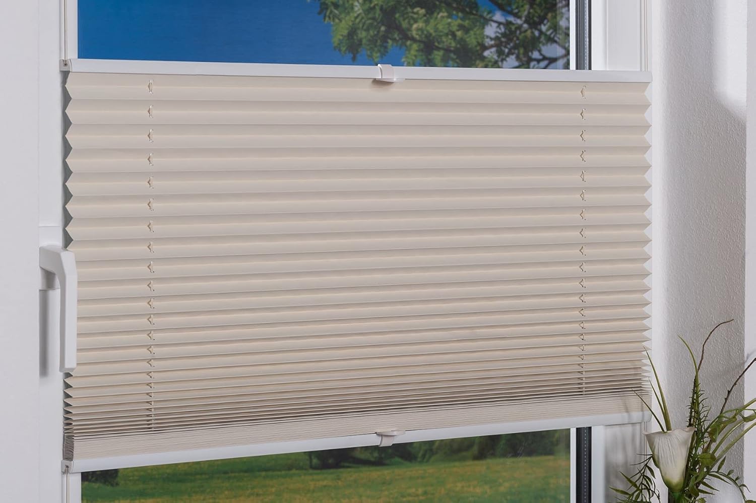 K-Home Pleated Blackout Blind, Polyester, Cream, 40 x 130 cm (W x L)