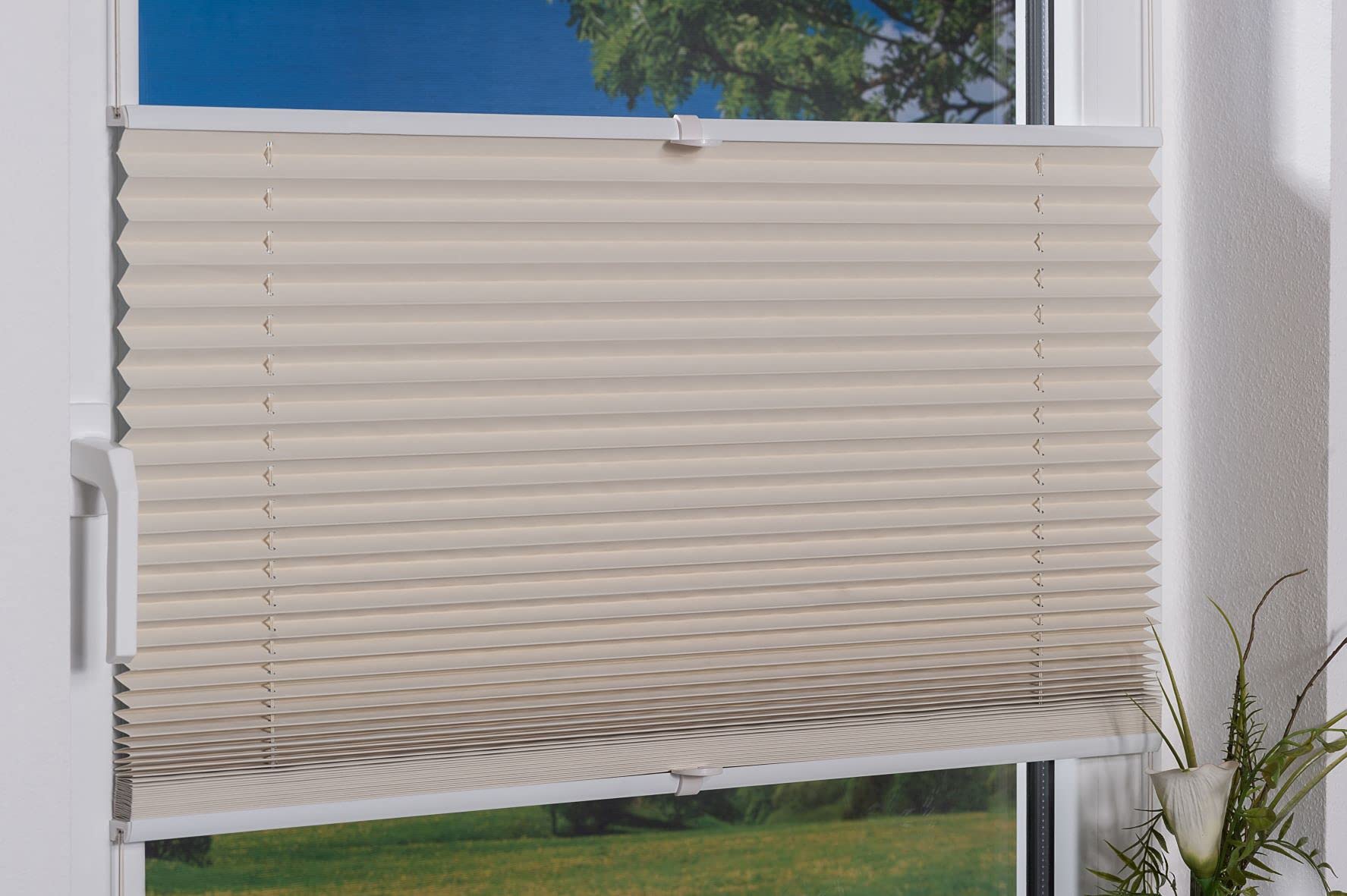K-home Tenda plissettata oscurante, poliestere, crema, 40 x 130 cm (larghezza x lunghezza)
