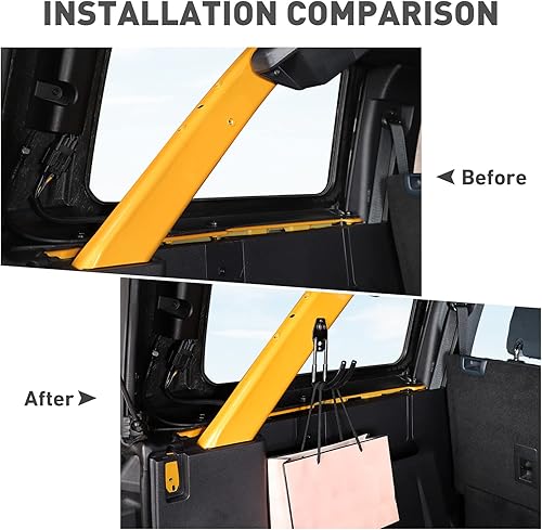 Miniatura 6 de Para Ford Bronco - Gancho organizador para maletero para Ford Bronco 2021 2022 + (hierro, 1 unidad, negro)