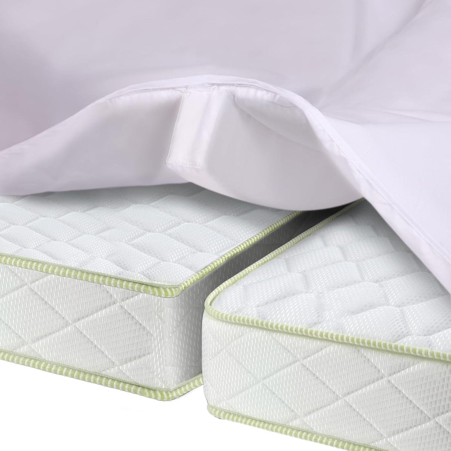 3-in-1 Bed Bridge Twin to King Converter Kit Fitted Sheet Attached with Sheet Strap Set -Mattress Wedge Gap Filler Split King Gap Filler for Adjustable Bed