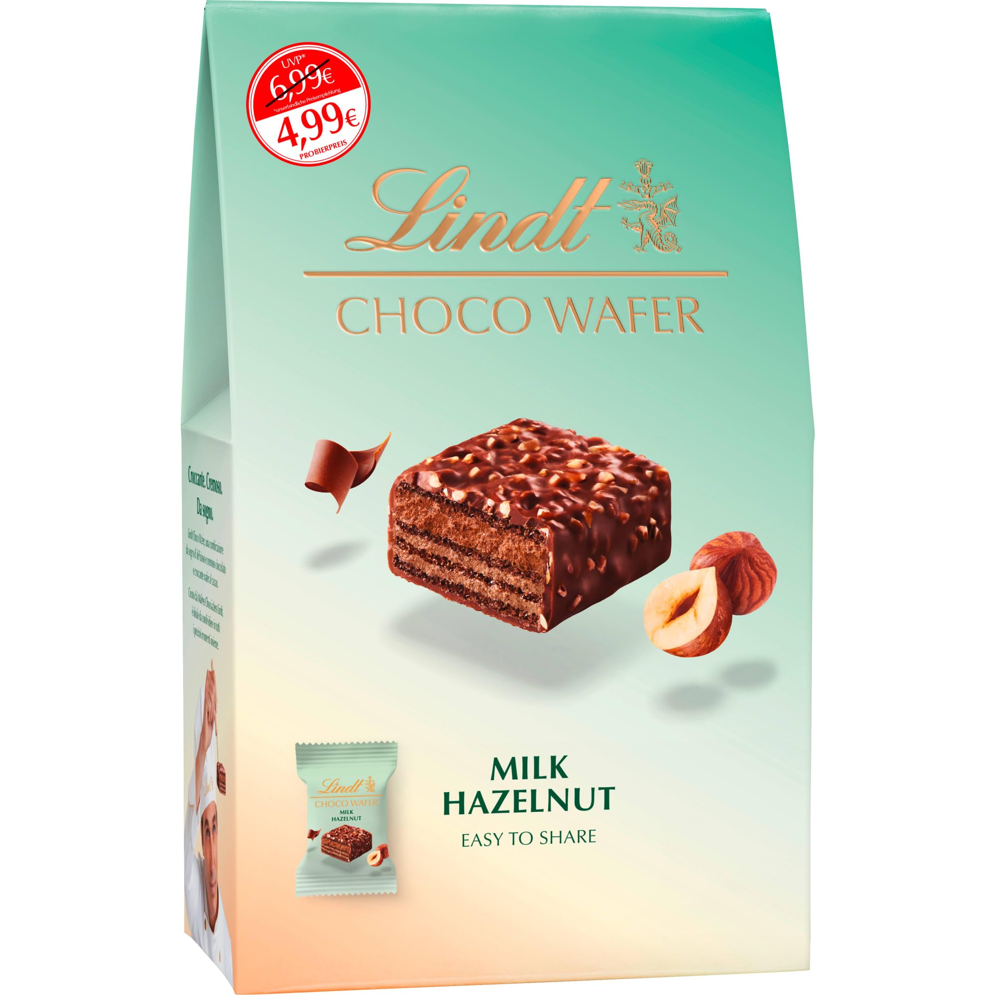 Lindt Choco Wafer, Milk Chocolate & Hazelnut Combination Of Roasted Hazelnuts, Crispy Cocoa Wafers and the Finest Milk Chocolate 135g (Product Of Germany) From DECADENT FOODS-image-26