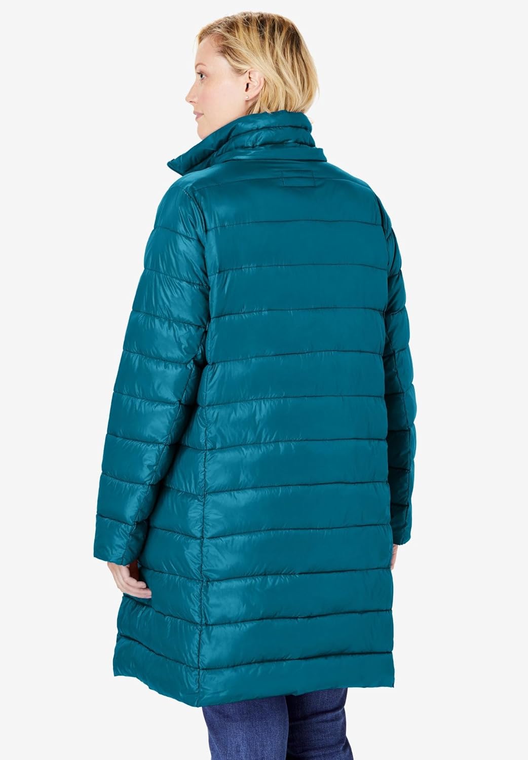 Woman Within Plus Size Long Packable Puffer Jacket