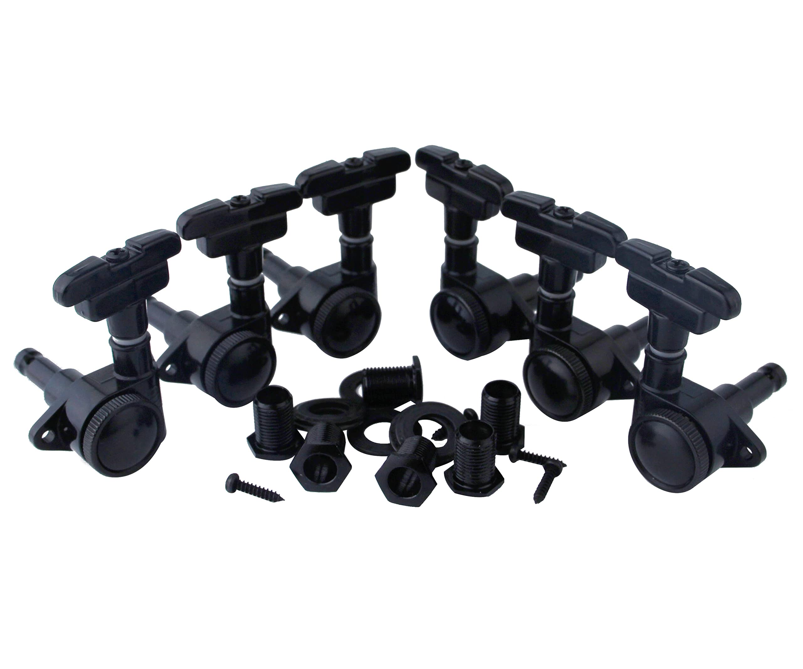 Guyker 6Pcs Guitar Locking Tuners (3L + 3R Handed) U2013 1:21 Lock String Sealed Tuning Key Pegs Machine Heads With Keystone Knob Replacement For LP, SG, TL Style Electric Or Acoustic Guitars