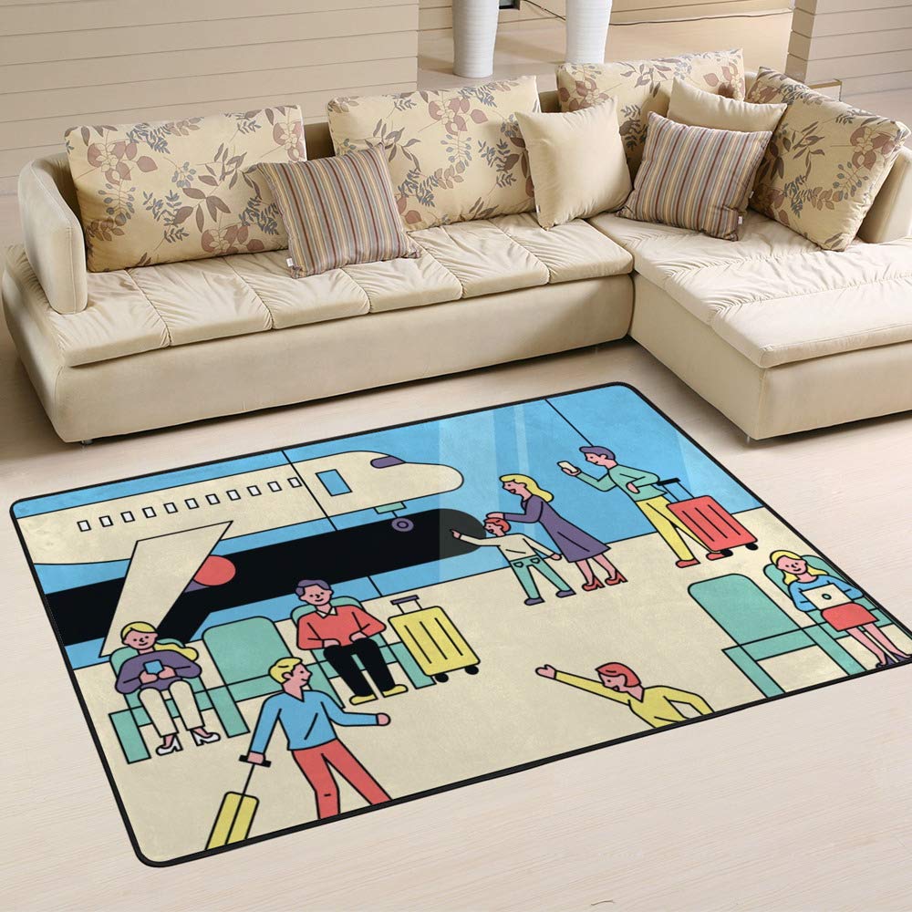 Tapis de sol motif avion Ruchen doux tapis de jeu résistant taille M