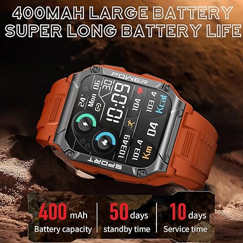 Miniatura 3 de Reloj inteligente militar para hombre, táctico al aire libre, deportivo, resistente con rastreador de actividad física, llamadas Bluetooth