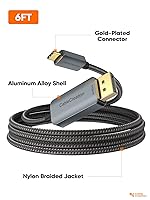 Vista 7 de CableCreation Cable USB C a DisplayPort 1.2 de 6 pies 4K 60Hz, 2K 165Hz, 2K 144Hz, cable USB tipo C a DP compatible con Thunderbolt 34 para MacBook