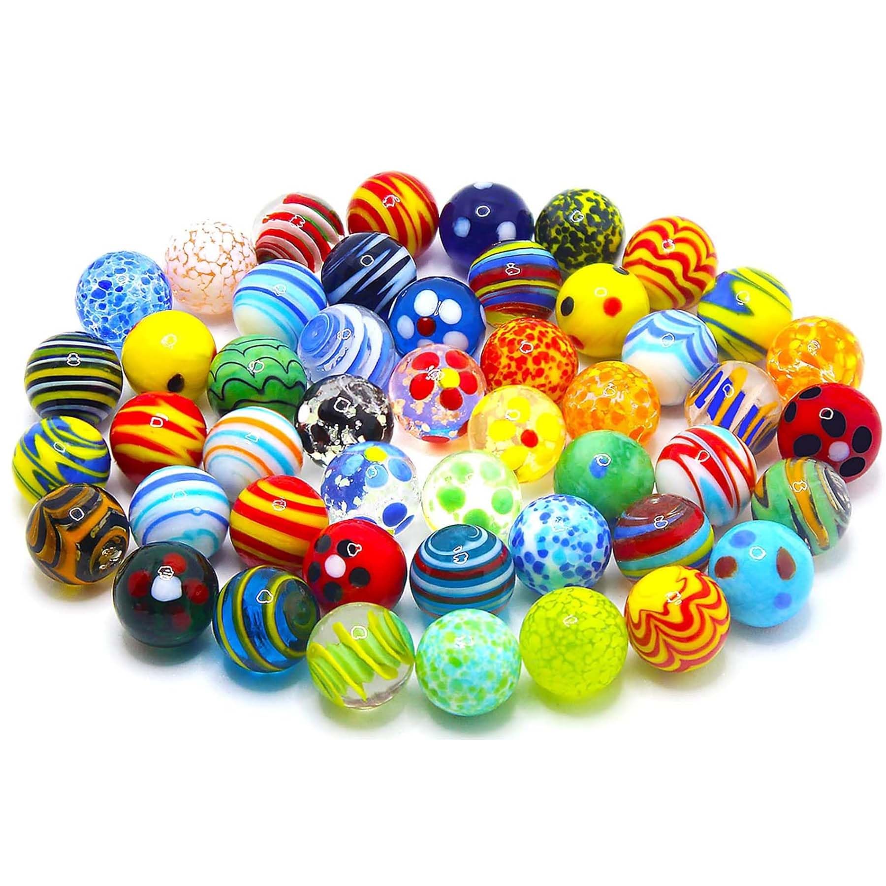 Jiahuade Murmeln, 20 piezas de canicas de cristal, juego de canicas, 16 mm, coloridas, juguetes de cristal decorativos
