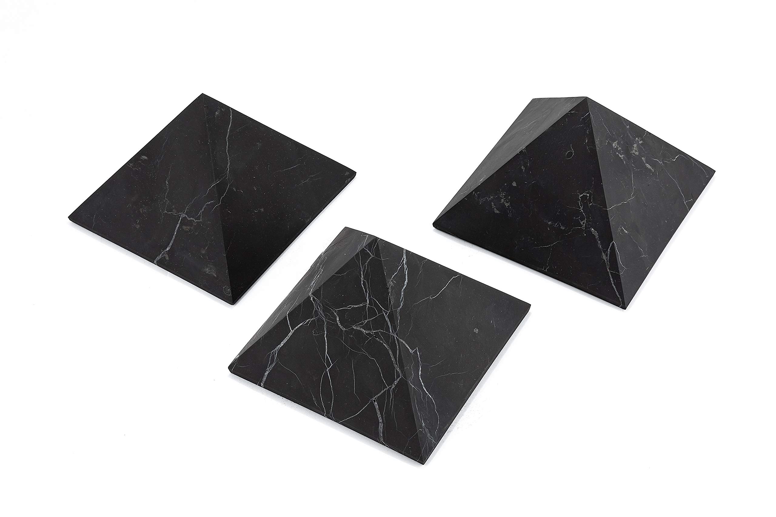 Shungite de Carélie authentique KASHU 3 pyramides brutes de 10 cm d'exception - 5