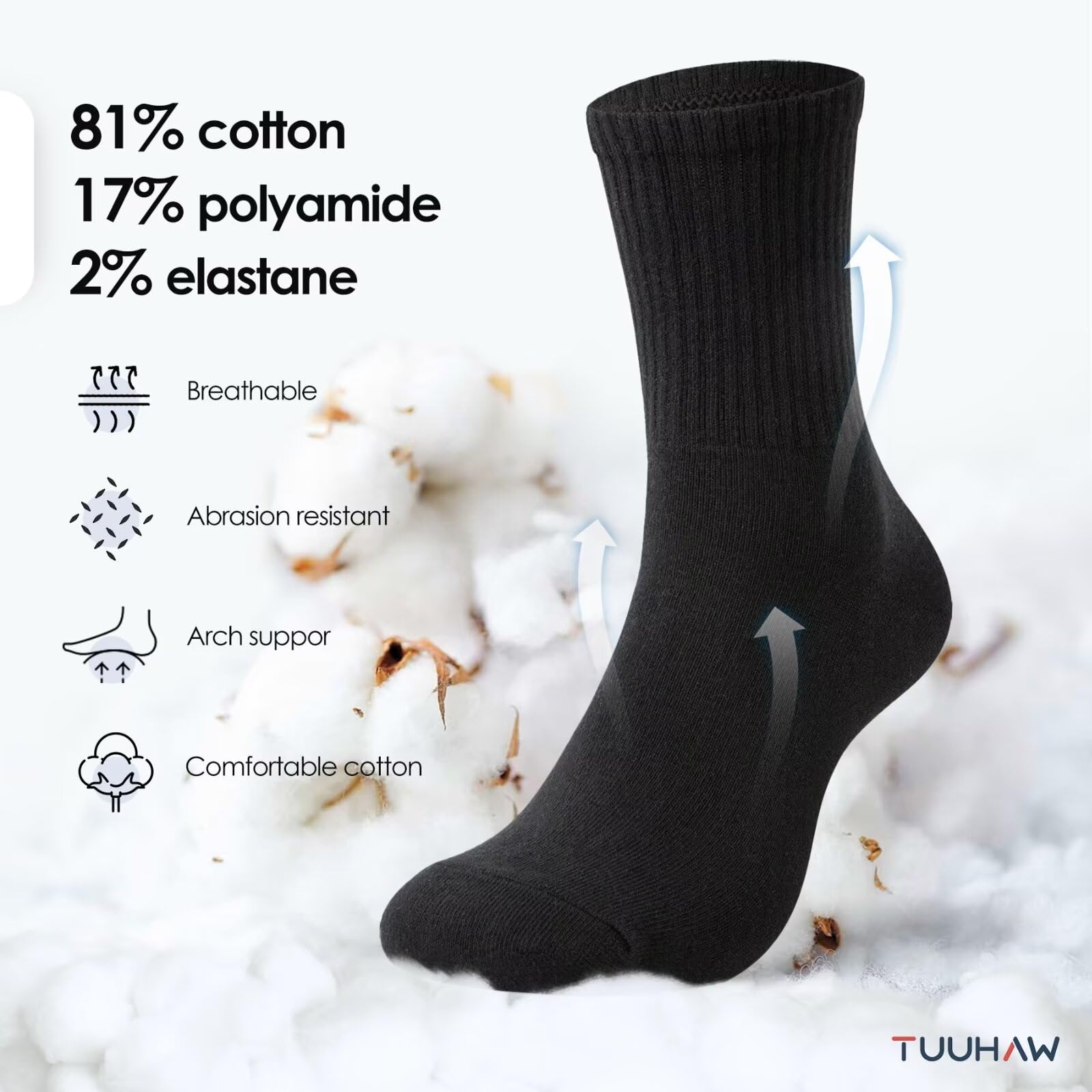 TUUHAW 6 Paia Calzini Uomo Invernali Calze Termiche Donna Calze Running Uomo Calzini Sportivi Uomo Trekking Coton