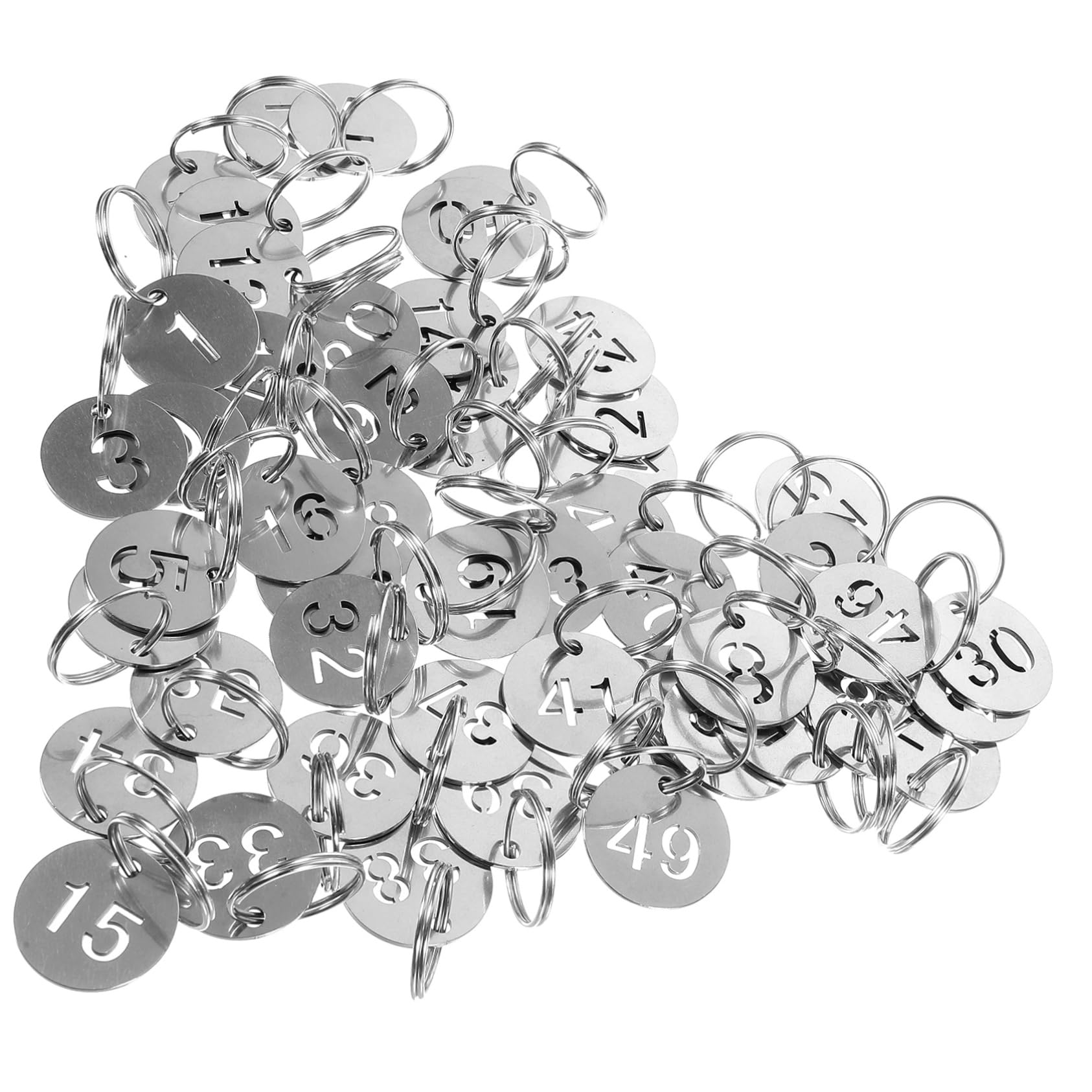 SOIMISS 250pezzi Targhette Numeriche Acciaio Inossidabile Etichette Rotonde Per Chiavi Con Anelli Per Ufficio Scuola e Workshop Leggere e Resistenti