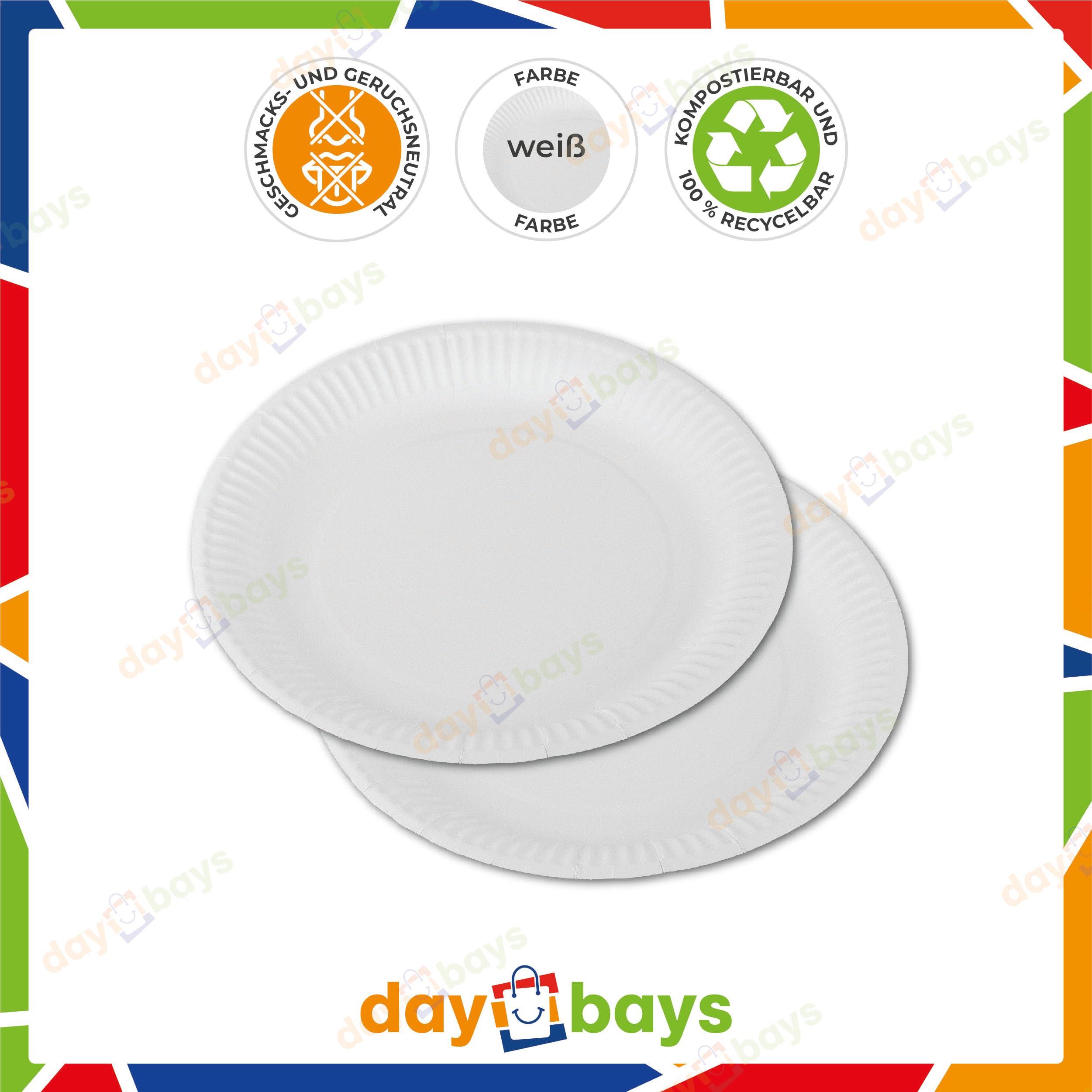 Pappteller Rund 30 cm 200 Stk. Einwegteller Pommes Schalen Currywurst Schale Pappschalen Papierteller Partyteller Einweg Party Teller Kuchenteller aus Pappe (200, Rund 30 cm)