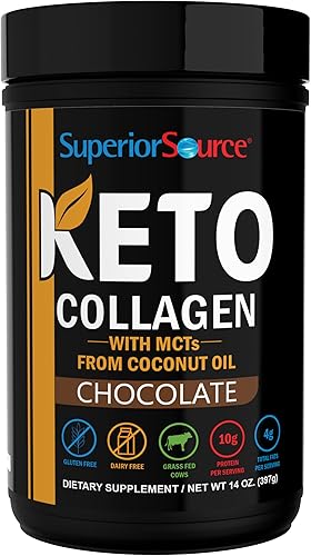 Superior Source Keto Collagen - Polvo de proteína de colágeno con aceite MCT, apoya la salud del cabello, la piel, las uñas y las articulaciones,