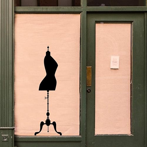 Calcomanía de vinilo para pared, maniquí de sastre, 59 x 18 pulgadas, costurera moderna, diseñadora, tienda de ropa de moda, boutique, hogar, sala