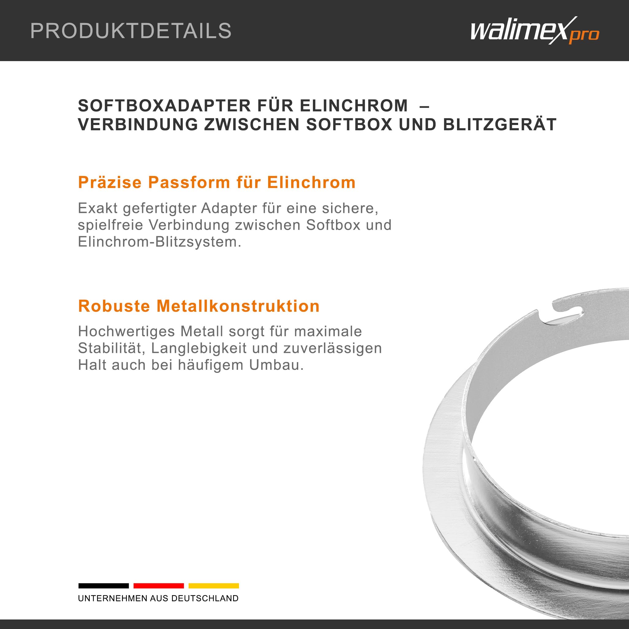 Walimex 12713 - Adaptador de softbox para Elinchrom (diámetro Exterior de 15.2 cm)