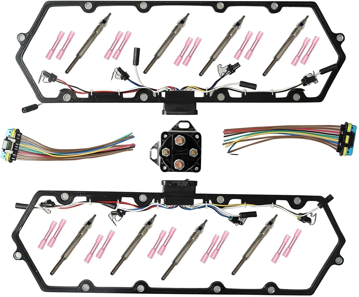 Valve Cover Gaskets + 8 Glow Plugs + BK Relay With Inner