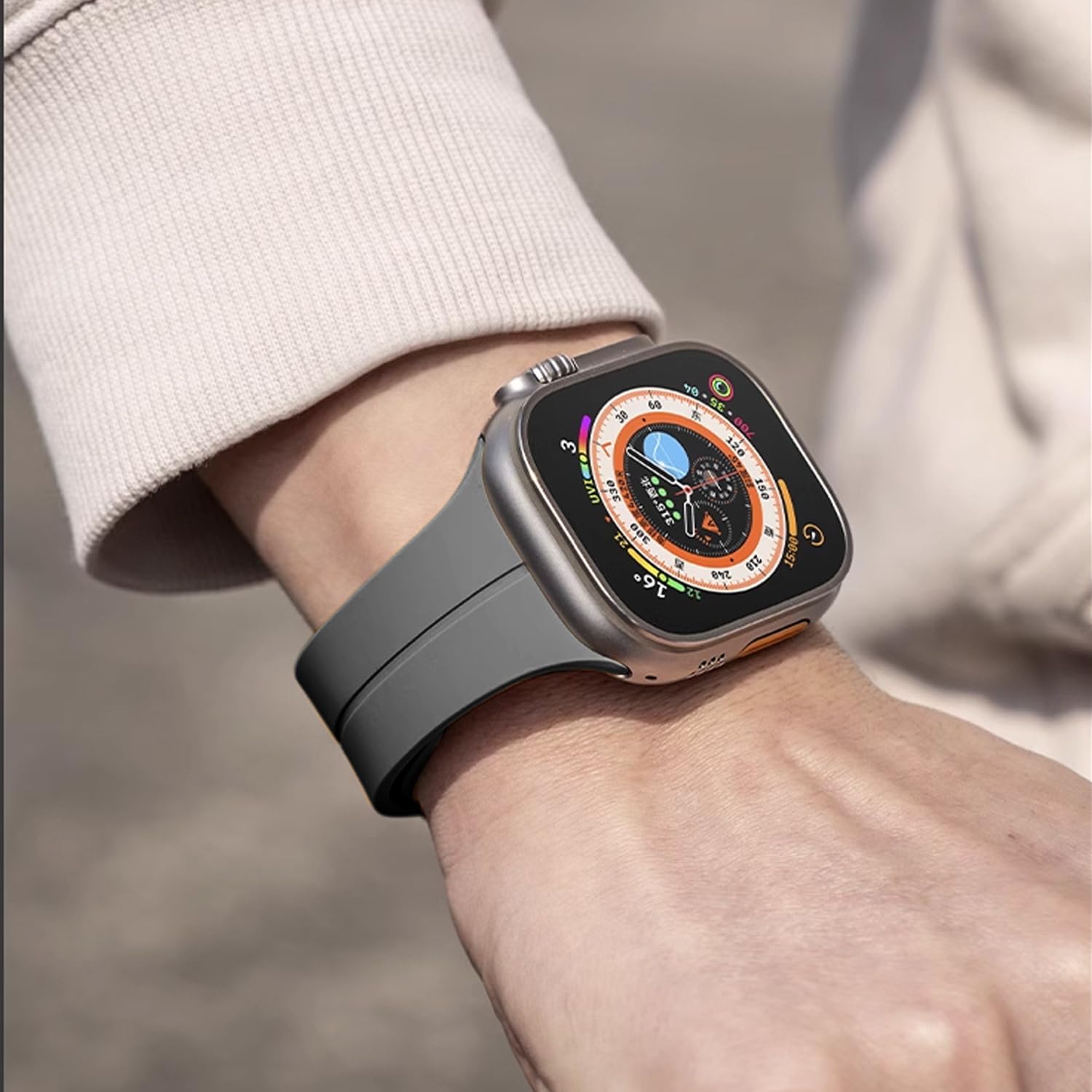MUENShop Silicone Strap Compatible with Apple Watch 49mm 45mm 44mm 42mm Magnetic Clasp Sport Straps Men Women Replacement Band for iWatch Series 9 8 7 6 5 4 3 2 1 & SE,Ultra/Ultra 2 - Image 3