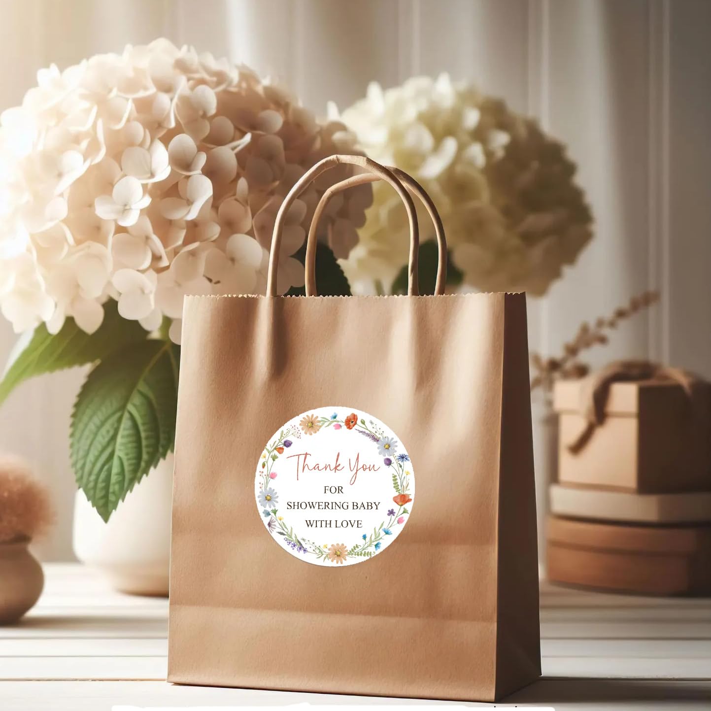 1.75" Little Wildflower Baby Shower Thank You Card Stickers,Baby Shower Party Stickers,Party Favor Bag Labels - Set of 60 - Image 6