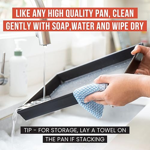 Miniatura 8 de Chef Pomodoro Sicilian Deep Dish - Sartén cuadrada para pizza, 13.2 x 13.2 x 1.5 pulgadas, aluminio antiadherente, corteza focaccia, utensilios de