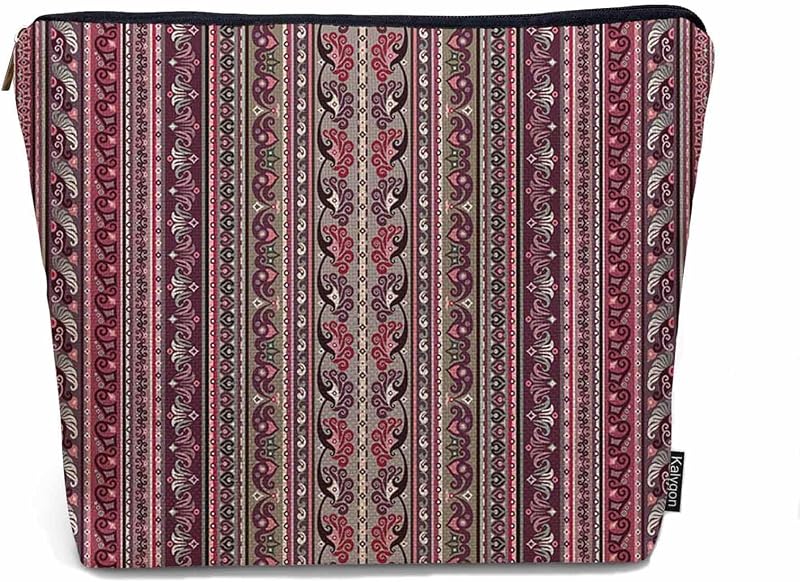 Necessaire de maquiagem Kalygon com estampa Paisley Stripe e zíper