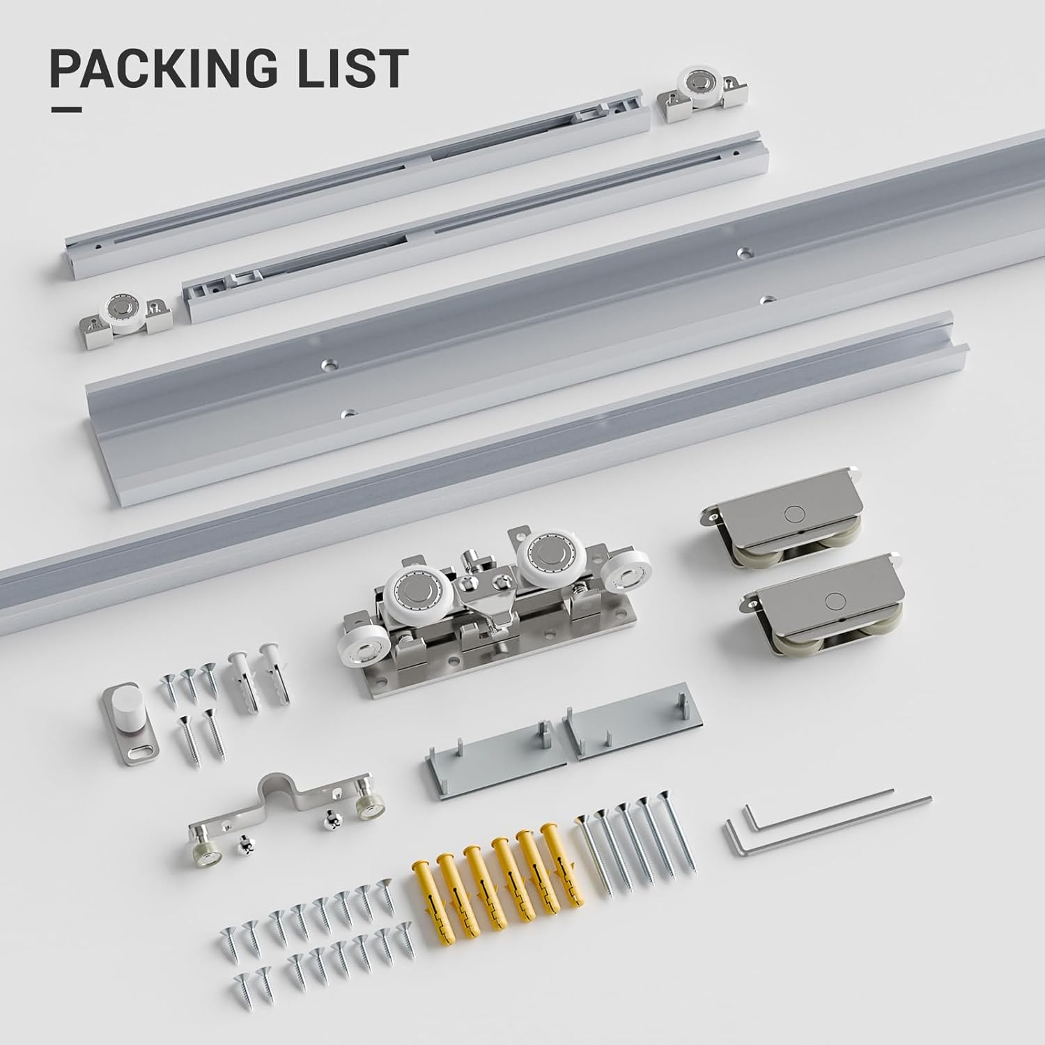 48” Concealed Sliding Barn Door Hardware with Soft Close Mechanism, Trackless Sliding Door Kit, Aluminum Hidden Track for Interior (Door is Not Included)
