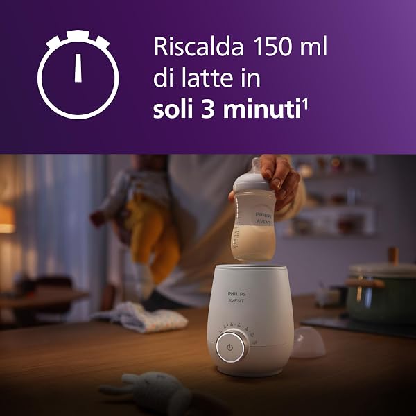 Philips Avent Scaldabiberon Set regalo – Scaldabiberon veloce e biberon Natural Response, controllo temperatura smart, riscaldamento uniforme, spegnimento automatico, SCF358/10 - 2