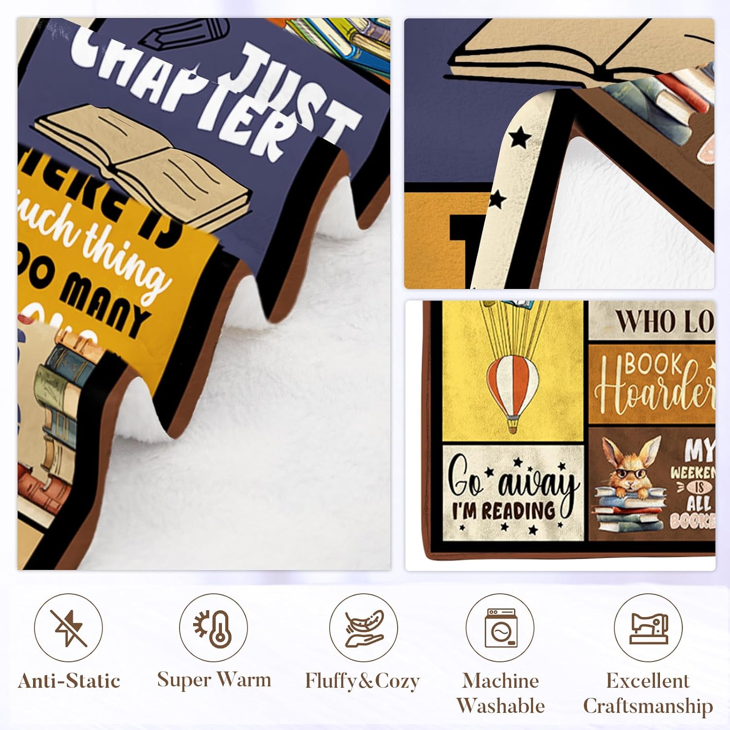 African American Book Blanket Gifts for Book Lovers Reader, Books Reader Gift for Black Women, Librarian Gift, Reading Blanket, Books Lovers Gifts, Bookworm for Birthday Graduation, 60''x80''